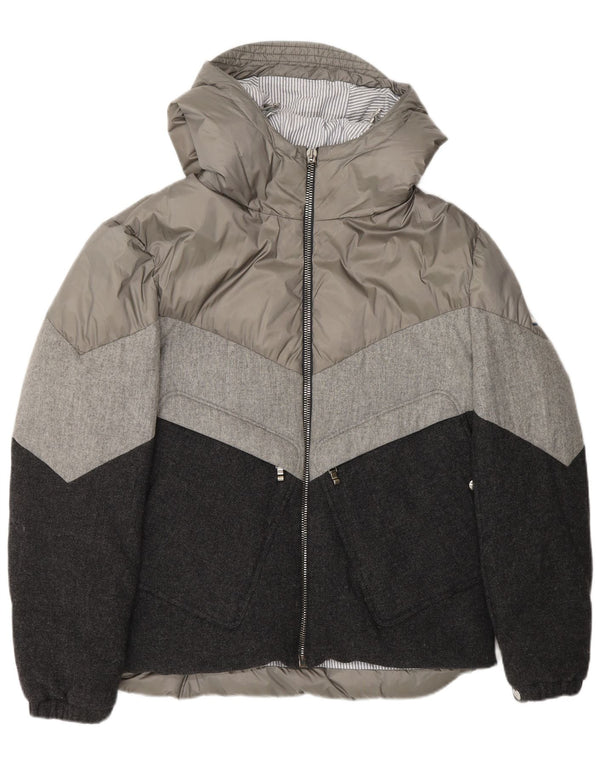 Moncler Mens Hooded Padded Jacket Size 3 Large Grey Colourblock Designer