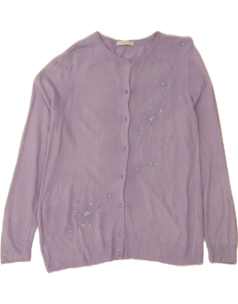 MARKS & SPENCER Womens Cardigan Sweater UK 16 Large  Purple Acrylic Vintage Marks & Spencer and Second-Hand Marks & Spencer from Messina Hembry 