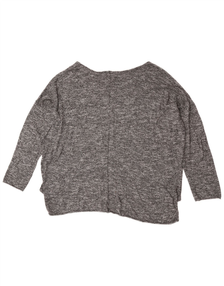 Zara Womens Oversized Boat Neck Jumper Sweater UK 10 Small Grey Flecked