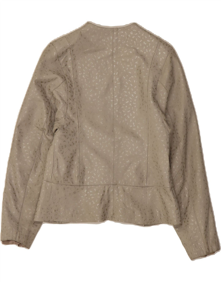 VINTAGE Womens Leather 1 Button Blazer Jacket UK 10 Small Beige Spotted Vintage Vintage and Second-Hand Vintage from Messina Hembry 