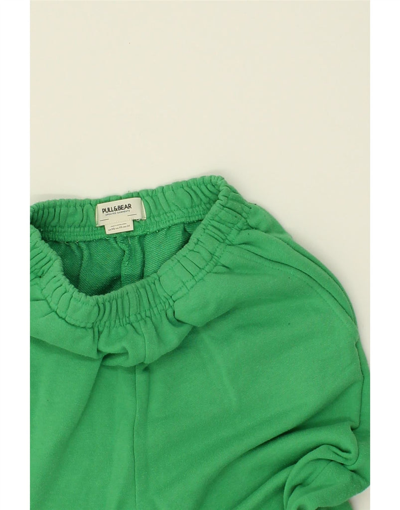 PULL & BEAR Womens Tracksuit Trousers Joggers UK 4 XS Green Cotton | Vintage Pull & Bear | Thrift | Second-Hand Pull & Bear | Used Clothing | Messina Hembry 