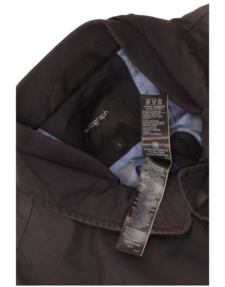 Marks & Spencer Mens Autograph Utility Jacket UK 40 Large Navy Blue Cotton