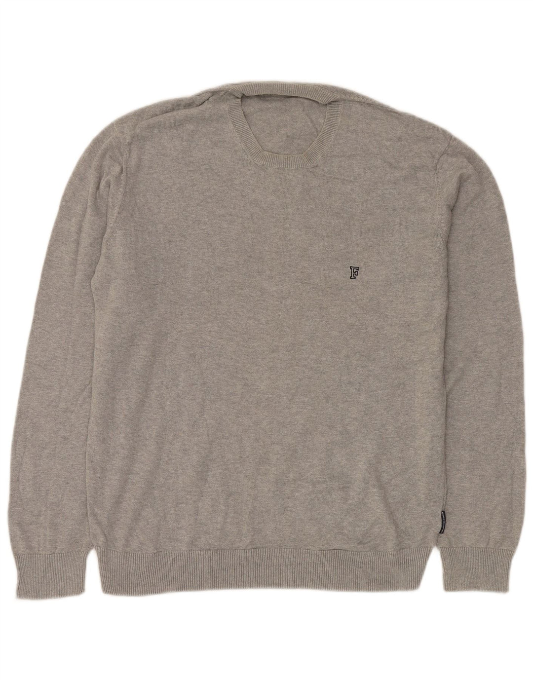 FRENCH CONNECTION Mens Crew Neck Jumper Sweater Medium Grey Cotton
