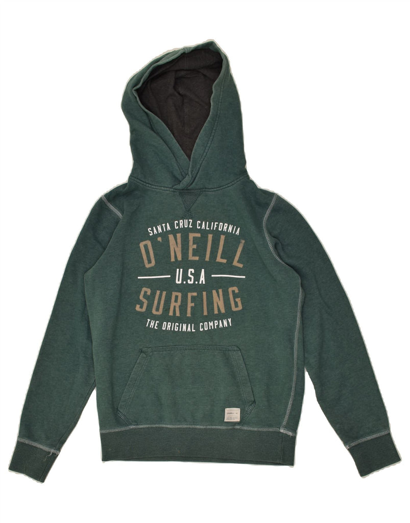 O'NEILL Boys Graphic Hoodie Jumper 13-14 Years Green Cotton | Vintage O'Neill | Thrift | Second-Hand O'Neill | Used Clothing | Messina Hembry 