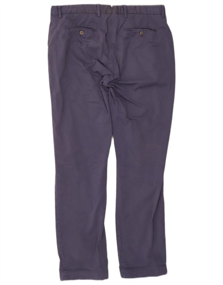 Hackett Mens Straight Suit Trousers W36 L32 Navy Blue Cotton