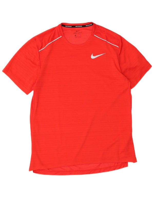 Nike Mens Dri Fit T-Shirt Top Medium Red Pinstripe Polyester