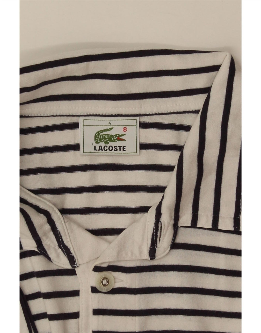 Lacoste Mens Polo Shirt Size 4 Medium White Pinstripe
