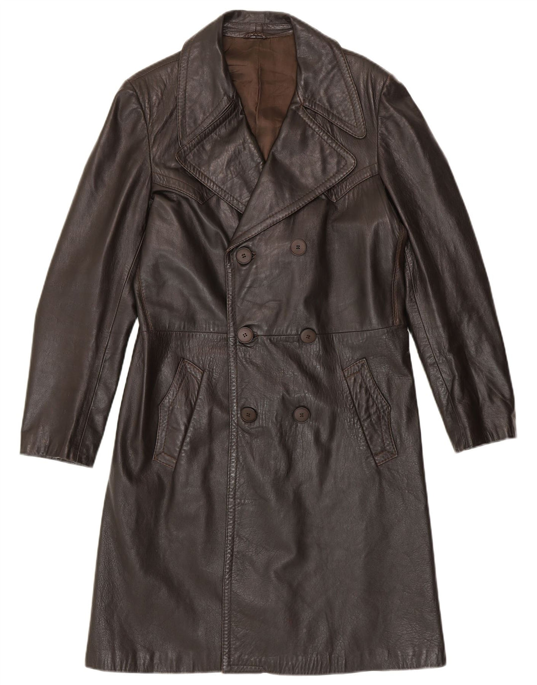 VINTAGE Mens Leather Coat IT 50 Large Brown Leather