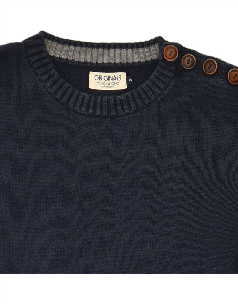 JACK & JONES Mens Crew Neck Jumper Sweater Small Navy Blue Cotton | Vintage Jack & Jones | Thrift | Second-Hand Jack & Jones | Used Clothing | Messina Hembry 