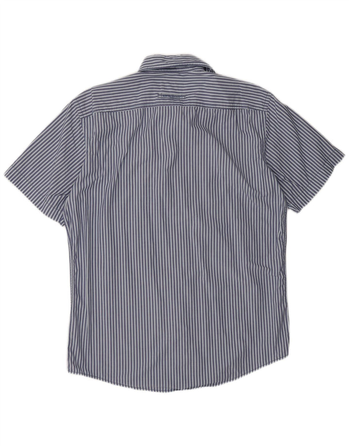 Camel Active Mens Short Sleeve Regular Fit Shirt Medium Blue Pinstripe