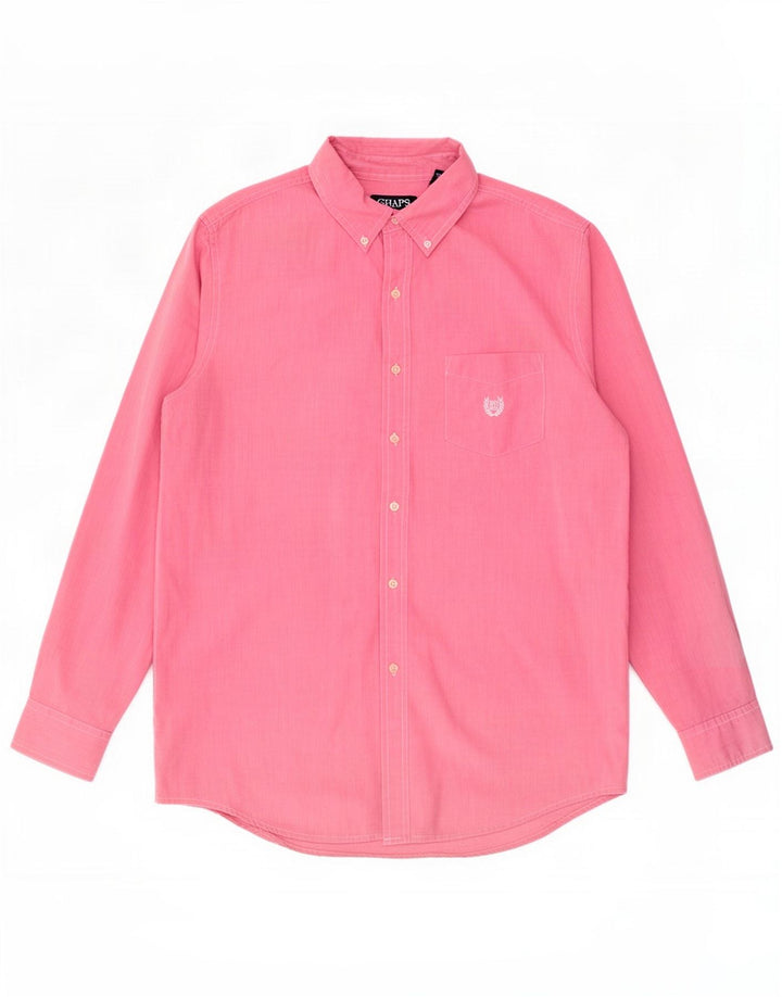 Chaps Mens Easy Care Shirt Medium Pink Cotton