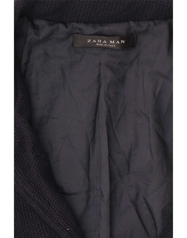 Zara Mens Overcoat UK 36 Small Navy Blue