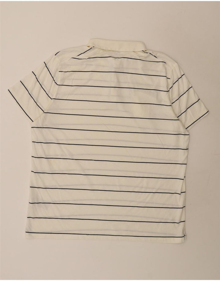 Nike Mens Regular Fit Polo Shirt 2XL White Striped Cotton