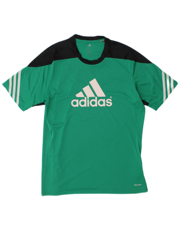 ADIDAS Mens Climalite Graphic T-Shirt Top Medium Green Colourblock