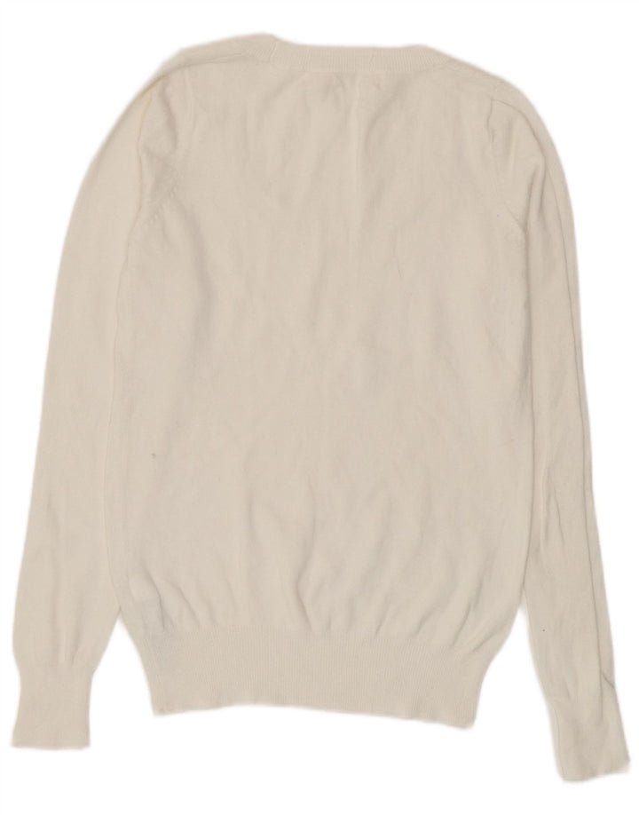 Zara Womens Boat Neck Jumper Sweater UK 12 Medium White Cotton