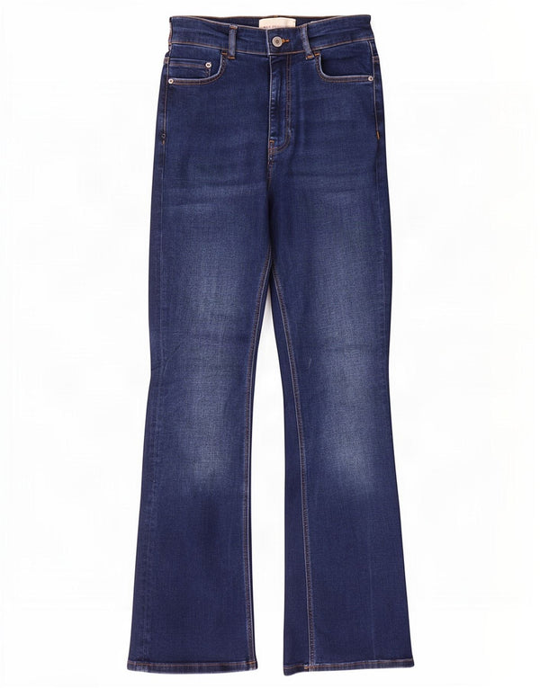 Marks & Spencer Womens High Waist Flared Jeans UK 8 Small W24 L29 Blue