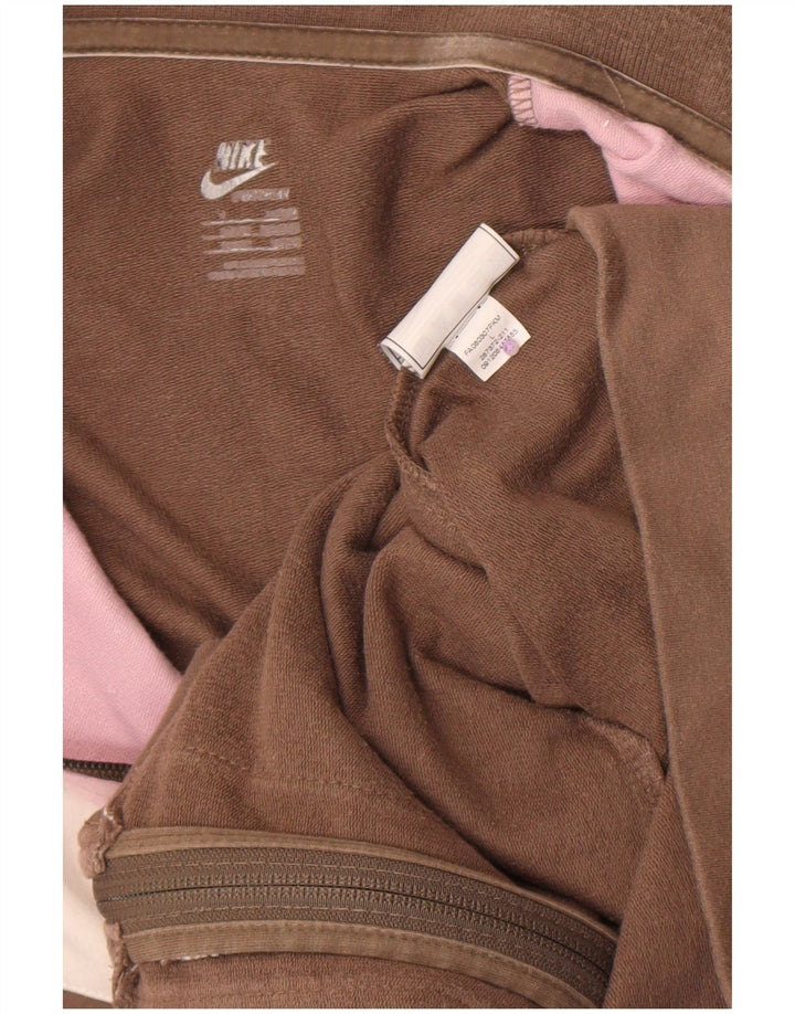 Nike Womens Tracksuit Top Jacket UK 14 Large Pink Colourblock Cotton