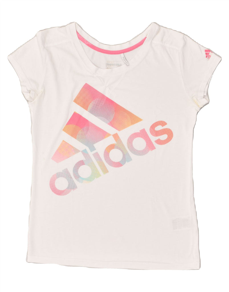 ADIDAS Womens Climalite Graphic T-Shirt Top UK 6 XS White Rayon | Vintage Adidas | Thrift | Second-Hand Adidas | Used Clothing | Messina Hembry 