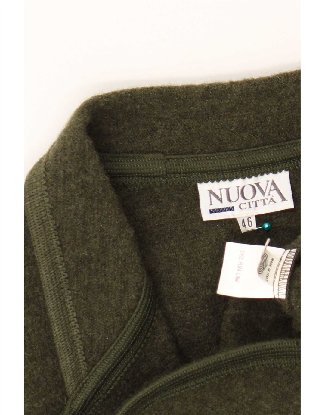 Nuova Citta Womens 3 Button Blazer Jacket IT 46 Large Khaki Virgin Wool