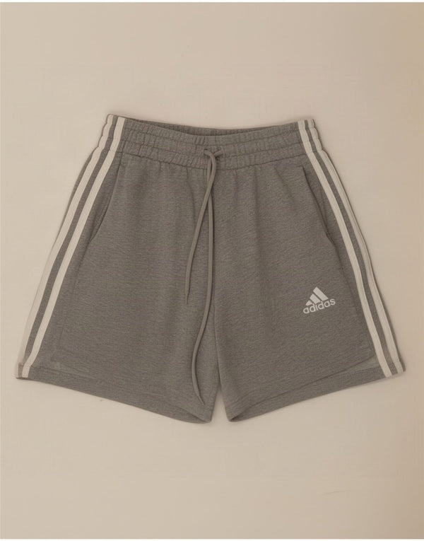 Adidas Womens Sport Shorts UK 4 XS Grey Flecked Cotton