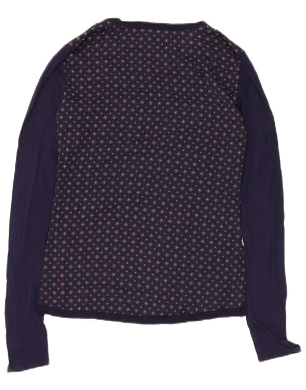 Tommy Hilfiger Womens Top Long Sleeve UK 12 Medium Navy Blue Geometric