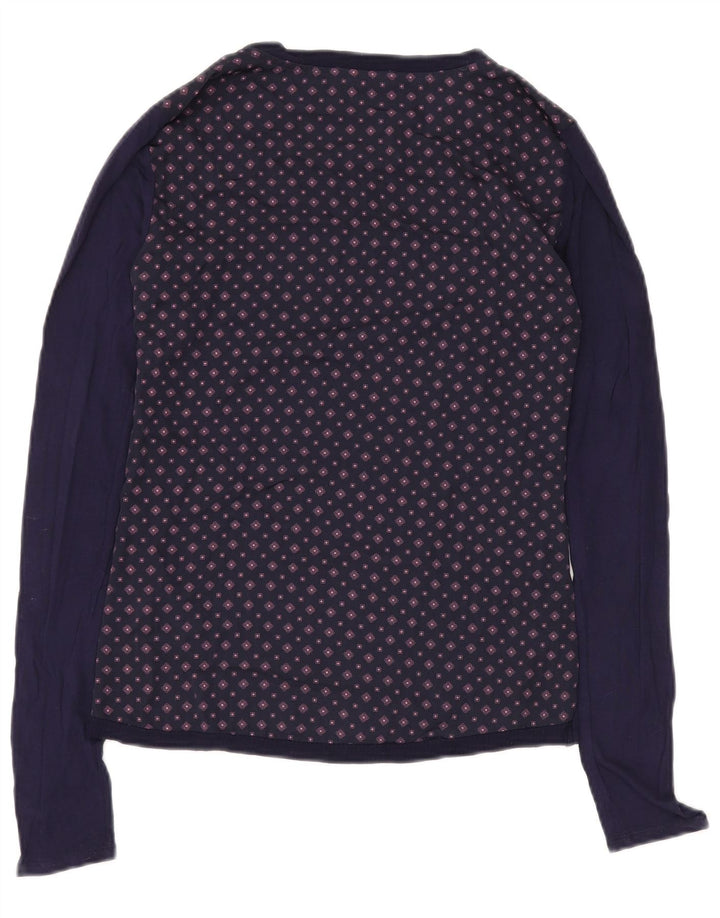Tommy Hilfiger Womens Top Long Sleeve UK 12 Medium Navy Blue Geometric