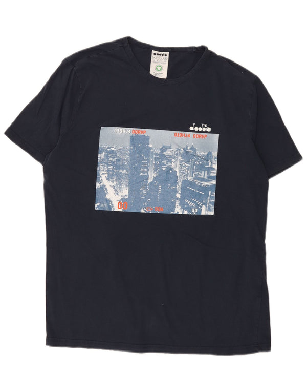 Diadora Mens Graphic T-Shirt Top XL Navy Blue Cotton