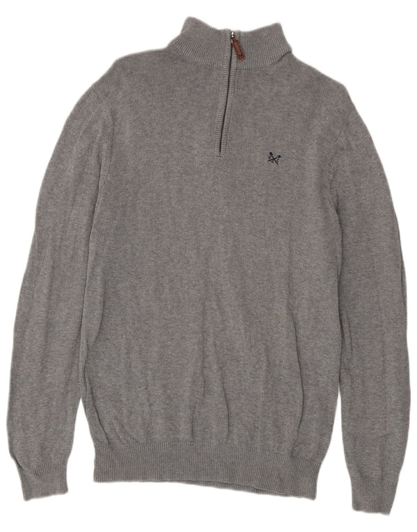Crew Clothing Mens Zip Neck Jumper Sweater Small Grey Cotton