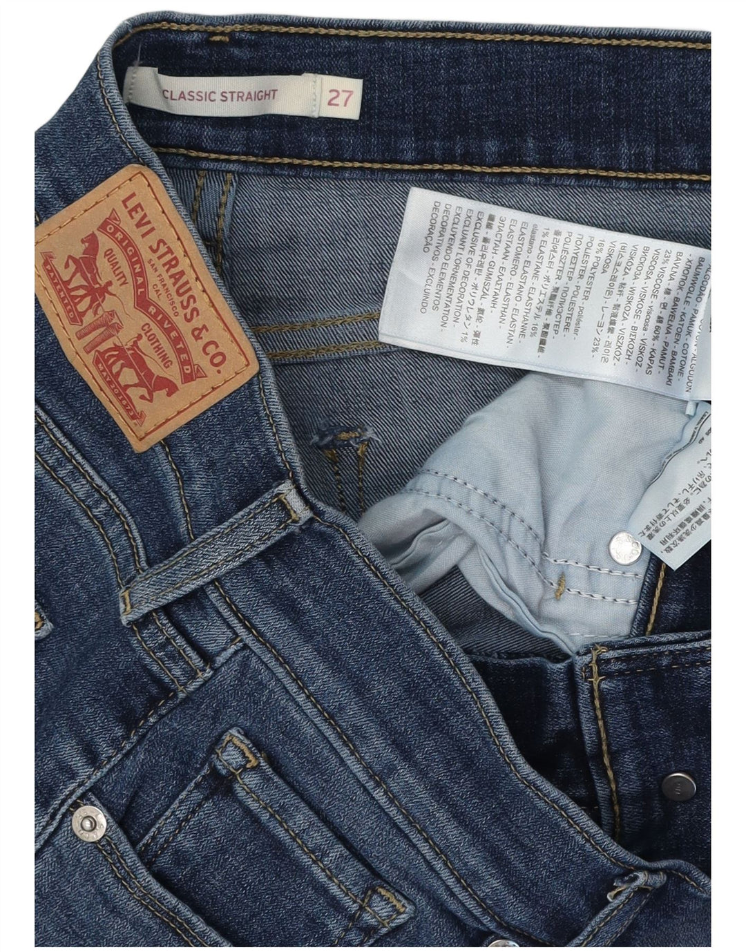 LEVI'S Womens Classic Fit Straight Jeans W27 L28 Blue Cotton