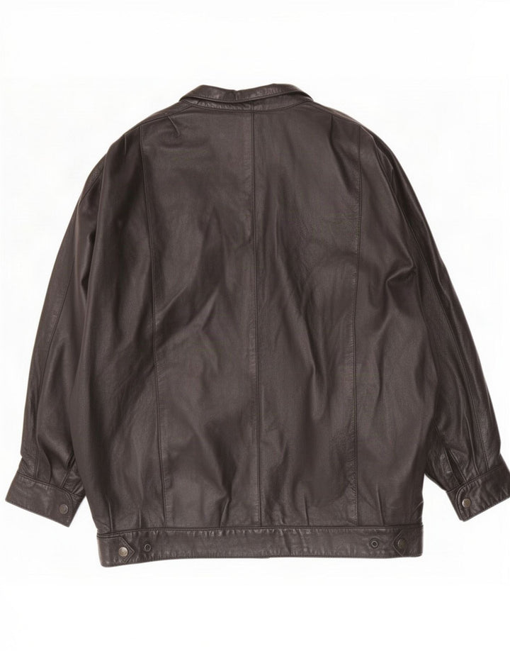 Vintage Womens Oversized Leather Jacket UK 16 Large Black