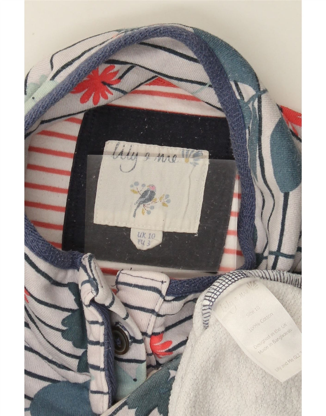 JOULES Womens Button Neck Sweatshirt Jumper UK 10 Small White Floral