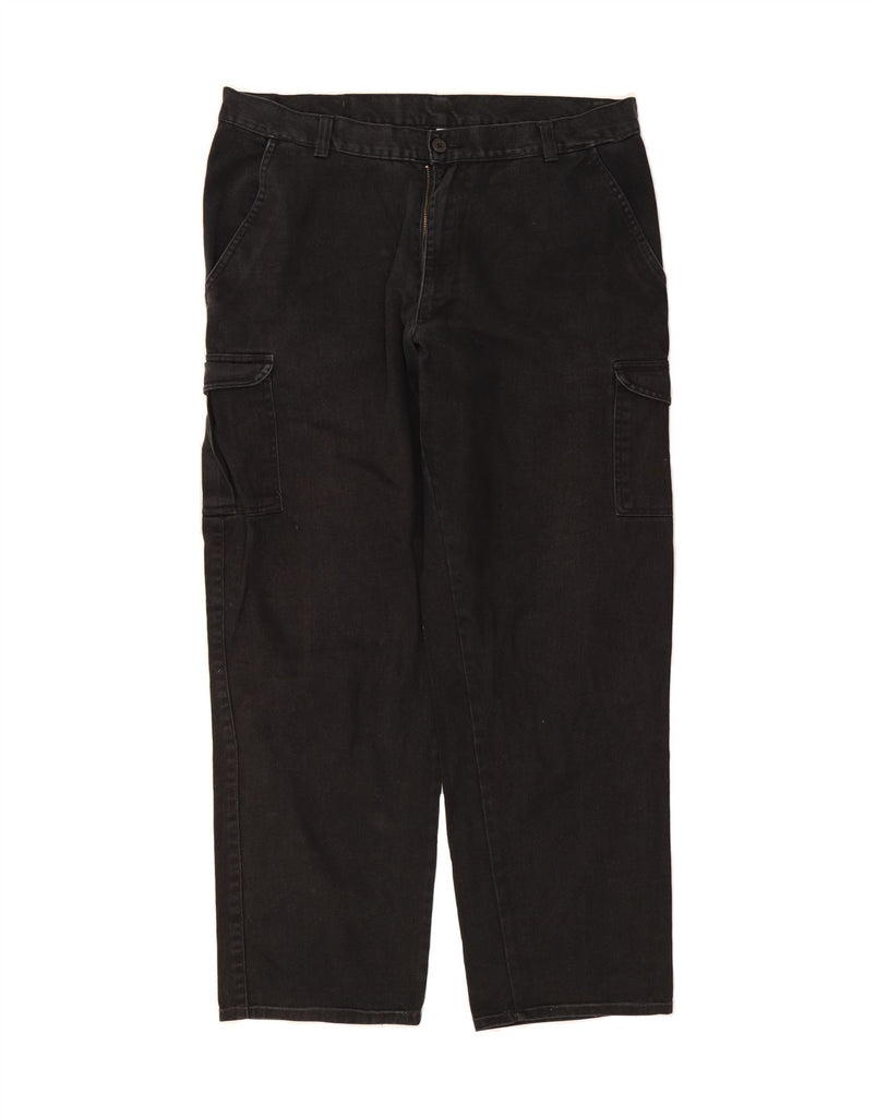 FLASH Mens Cargo Straight Jeans IT 58 4XL W37 L32 Black Cotton Vintage Flash and Second-Hand Flash from Messina Hembry 