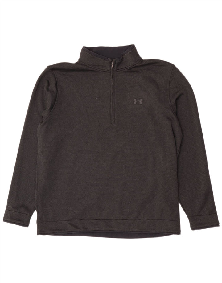 Under Armour Mens Zip Neck Sweatshirt Jumper 2XL Black Polyester