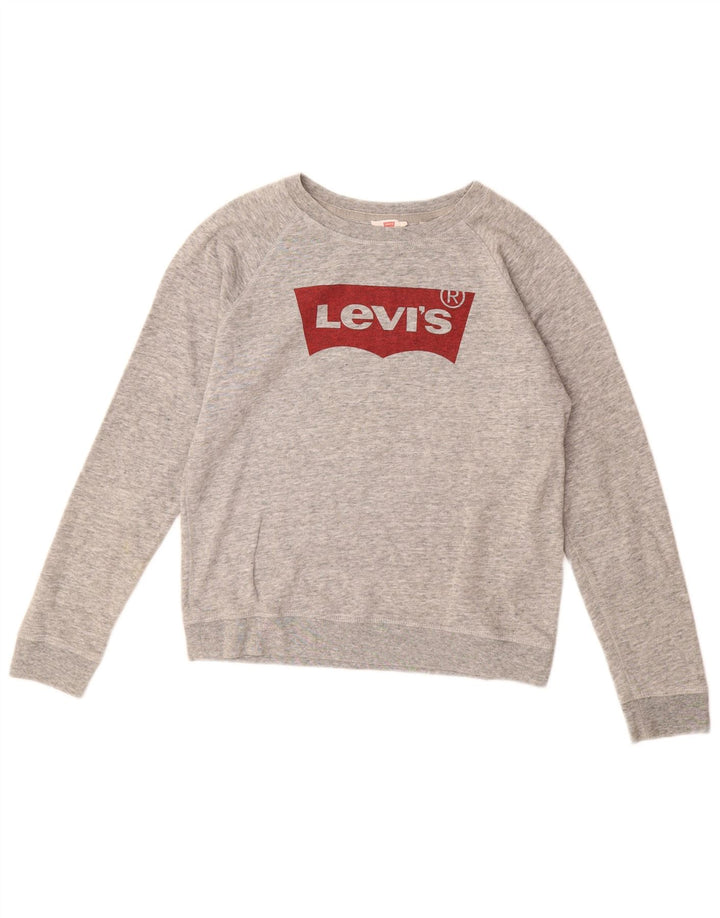 LEVI'S Womens Graphic Sweatshirt Jumper UK 12 Medium Grey Cotton