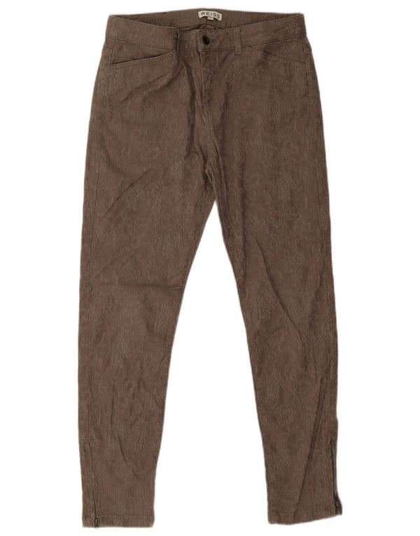 Reiss Womens Skinny Casual Trousers UK 12 Medium W30 L26 Brown Paisley
