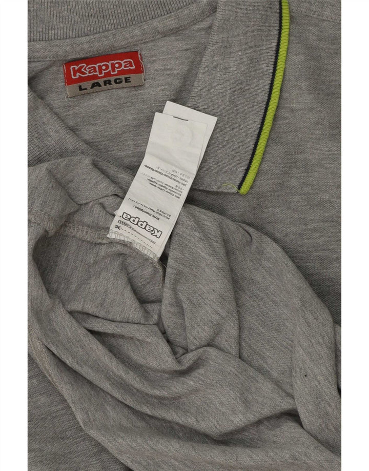 Kappa Mens Long Sleeve Regular Fit Polo Shirt Large Grey Cotton