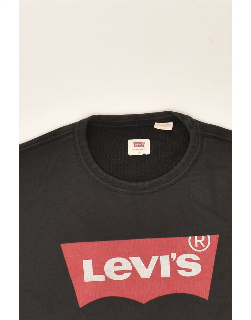 LEVI'S Mens Graphic Sweatshirt Jumper Small Black Cotton | Vintage Levi's | Thrift | Second-Hand Levi's | Used Clothing | Messina Hembry 