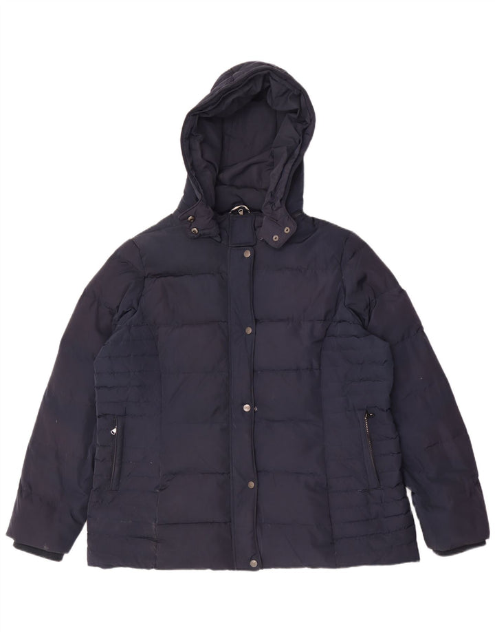 Crew Clothing Womens Hooded Padded Jacket UK 18 XL Navy Blue Polyester