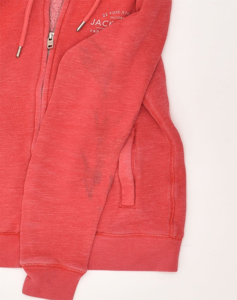 JACK WILLS Womens Zip Hoodie Sweater UK 12 Medium Red Cotton | Vintage Jack Wills | Thrift | Second-Hand Jack Wills | Used Clothing | Messina Hembry 