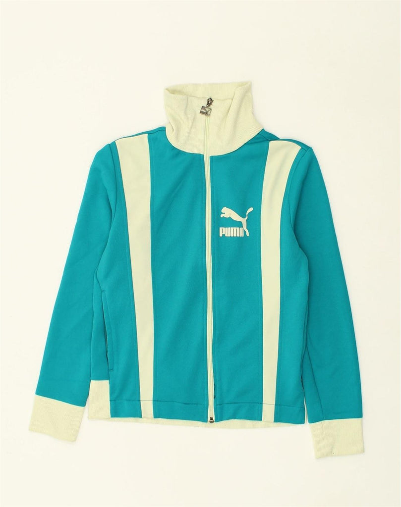 PUMA Womens Tracksuit Top Jacket UK 12 Medium  Blue Colourblock Polyester | Vintage Puma | Thrift | Second-Hand Puma | Used Clothing | Messina Hembry 