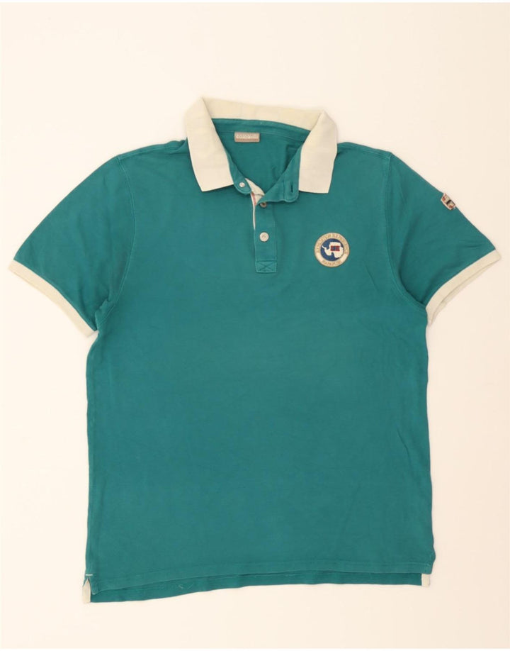NAPAPIJRI Mens Polo Shirt Large Green Cotton Vintage Napapijri and Second-Hand Napapijri from Messina Hembry 
