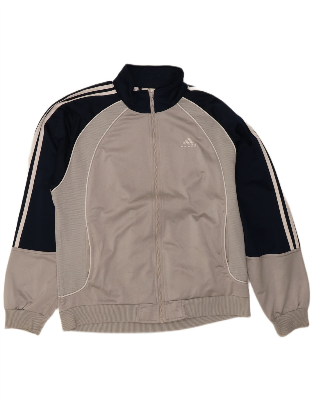 Adidas Mens Tracksuit Top Jacket UK 42/44 Large Grey Colourblock Polyester
