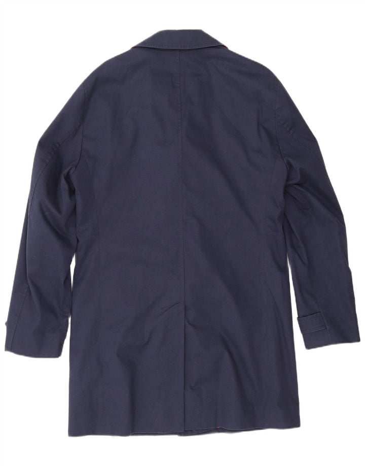 Tommy Hilfiger Mens Tailored Overcoat IT 48 Medium Navy Blue Cotton