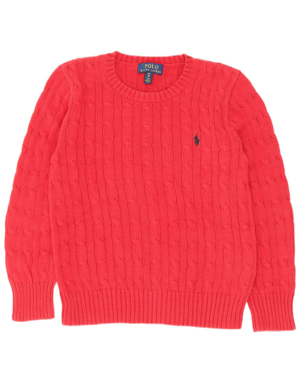 Polo Ralph Lauren Boys Crew Neck Jumper Sweater 7-8 Years Small Red Cotton