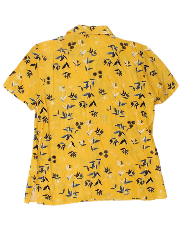 Vintage Womens Short Sleeve Shirt Blouse EU 36/38 Small Yellow Floral