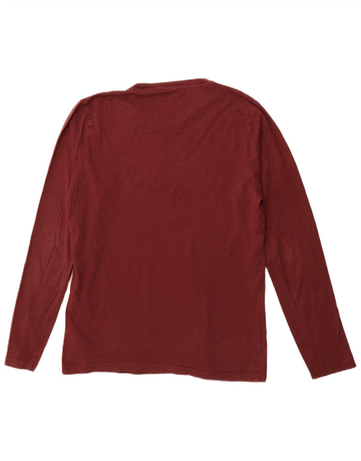 JACK & JONES Mens Graphic Top Long Sleeve Large Burgundy Cotton