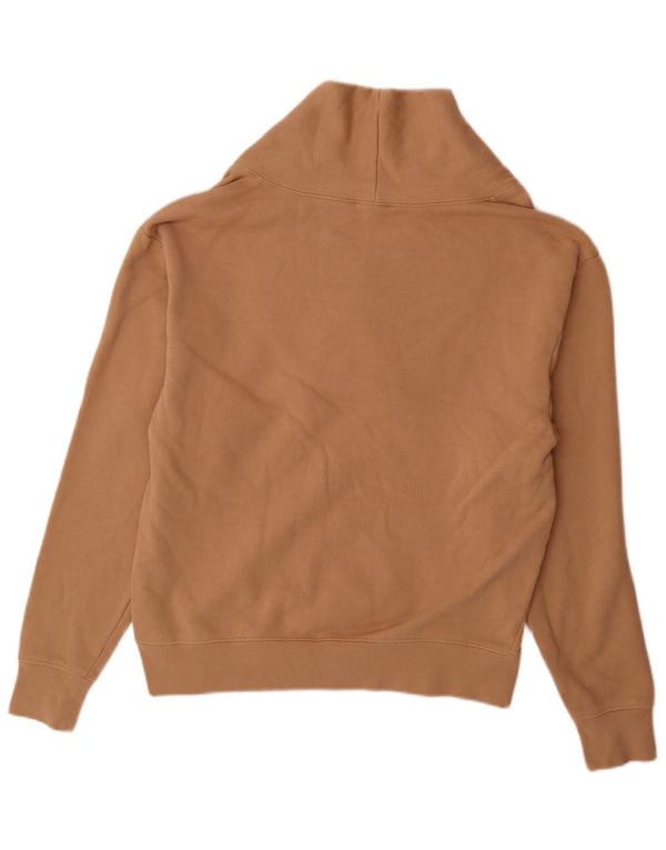 Zara Womens Shawl Neck Sweatshirt Jumper UK 14 Medium Beige Cotton