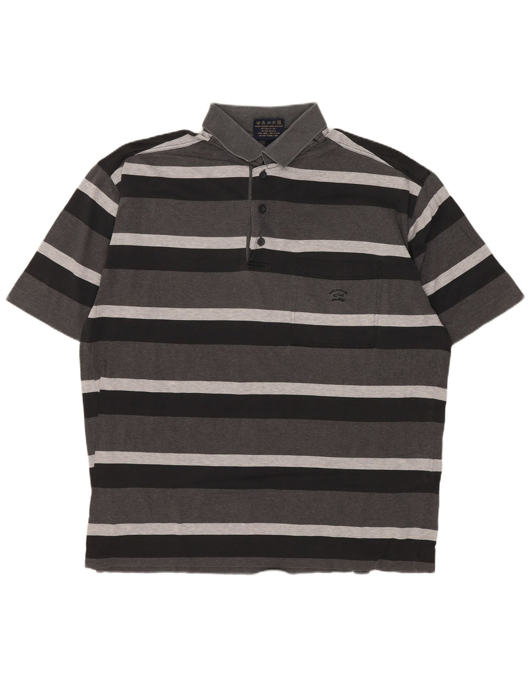 PAUL & SHARK Mens Yachting Polo Shirt Large Grey Striped Cotton