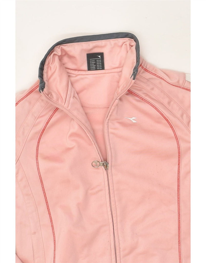 DIADORA Girls Tracksuit Top Jacket 9-10 Years Pink Polyester | Vintage Diadora | Thrift | Second-Hand Diadora | Used Clothing | Messina Hembry 