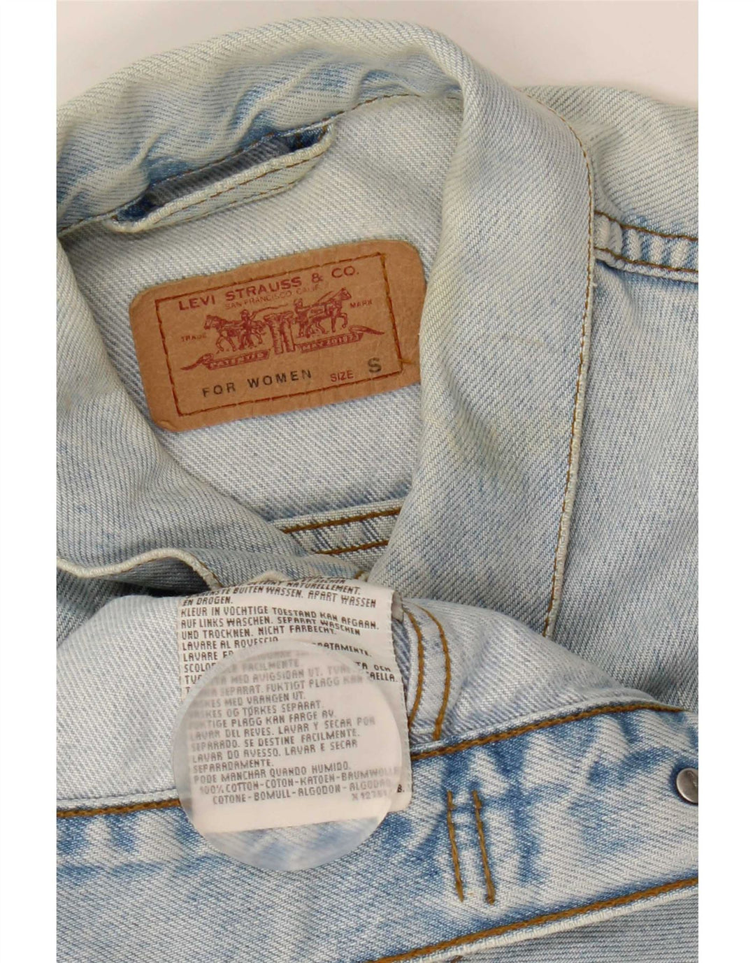 Levi's Womens Crop Denim Jacket UK 10 Small Blue Cotton